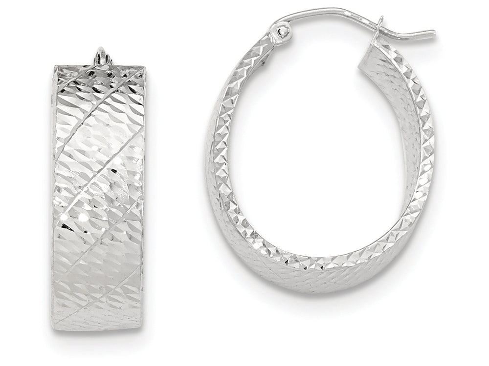 FJC Finejewelers 14k White Gold Bright Cut Hoop Earrings