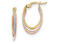 FJC Finejewelers 14 kt Tri Color Gold Polished Oval Hoop Earrings