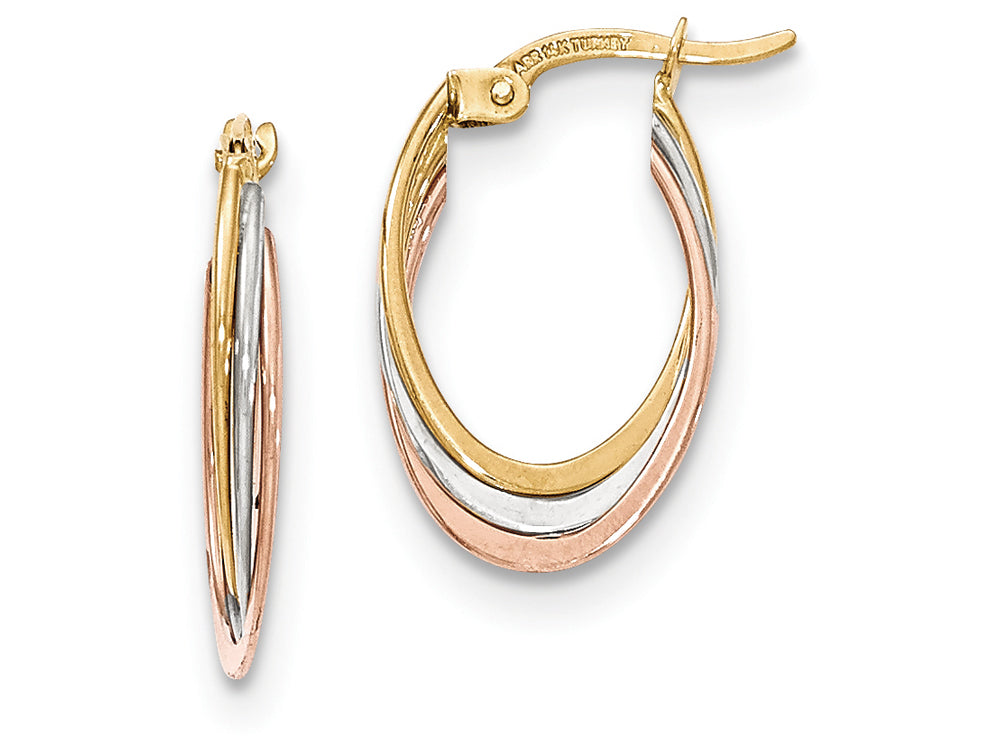 FJC Finejewelers 14 kt Tri Color Gold Polished Oval Hoop Earrings