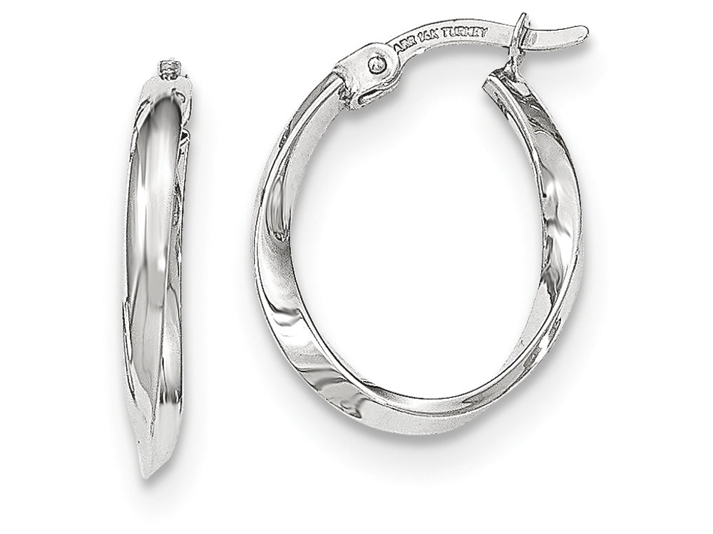 FJC Finejewelers 14k White Gold Polished Oval Hoop Earrings