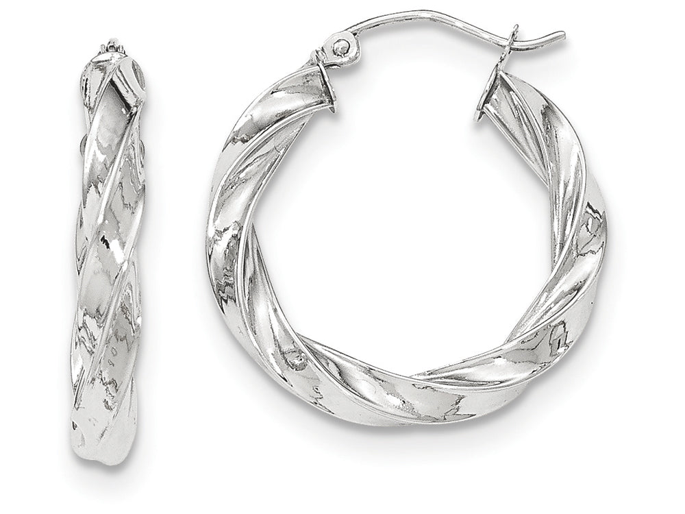 FJC Finejewelers 14k White Gold Light Twisted Hoop Earrings