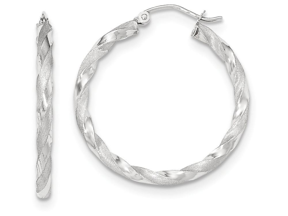 FJC Finejewelers 14k White Gold Satin Twisted Hoop Earrings