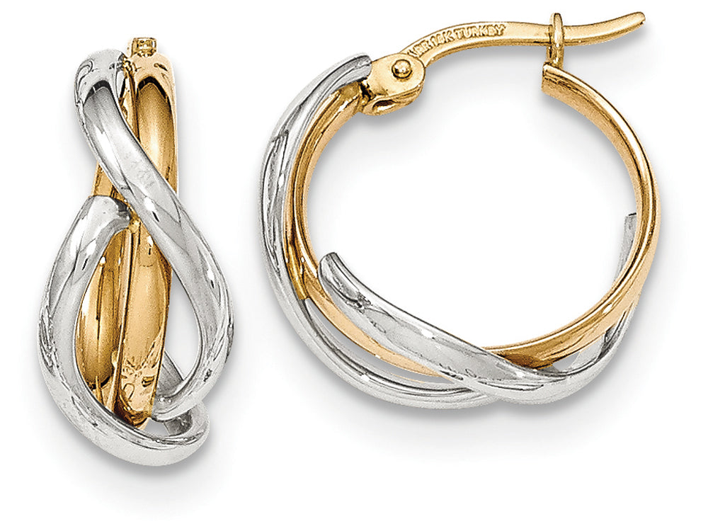 FJC Finejewelers 14 kt Two Tone Gold Polished Twisted Hoop Earrings