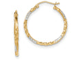 FJC Finejewelers 14k Yellow Gold and Rhodium Bright Cut Twisted Hoop Earrings
