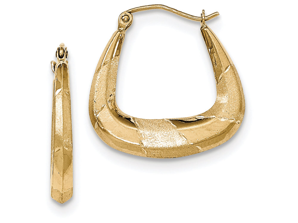 FJC Finejewelers 14k Yellow Gold Polished, Satin And Bright-cut Hoop Earrings
