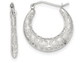 FJC Finejewelers 14k White Gold Satin And Bright-cut Hoop Earrings
