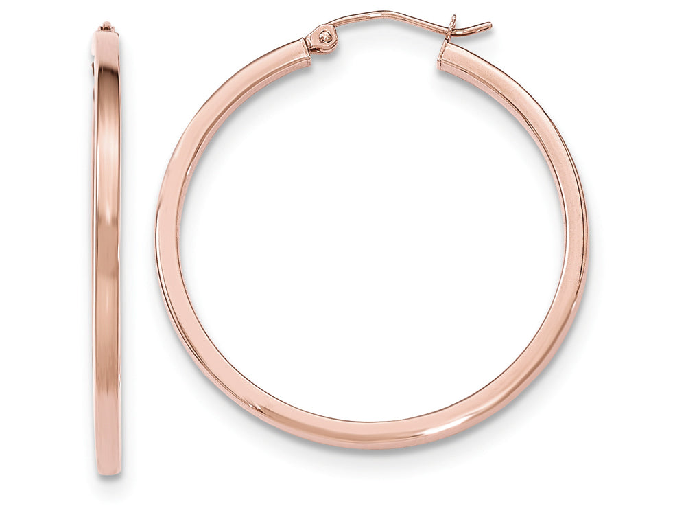 FJC Finejewelers 14k Rose Gold Light Weight Square Tube Hoop Earrings
