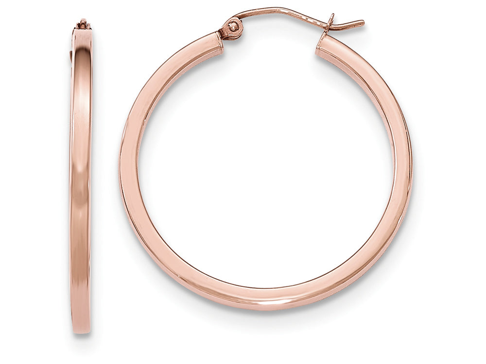 FJC Finejewelers 14k Rose Gold Light Weight Square Tube Hoop Earrings