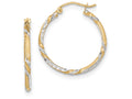 FJC Finejewelers 14k Yellow Gold and Rhodium Satin Bright Cut Twisted Hoop Earrings