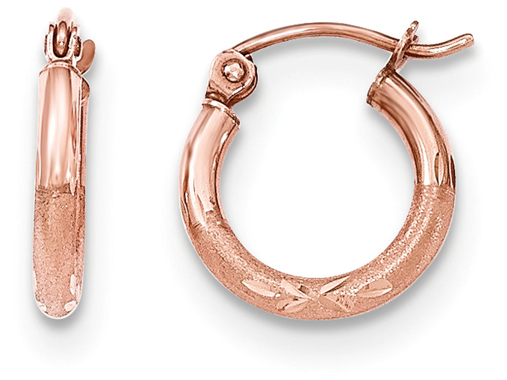 FJC Finejewelers 14k Rose Gold Light Weight Satin Bright Cut Hoop Earrings