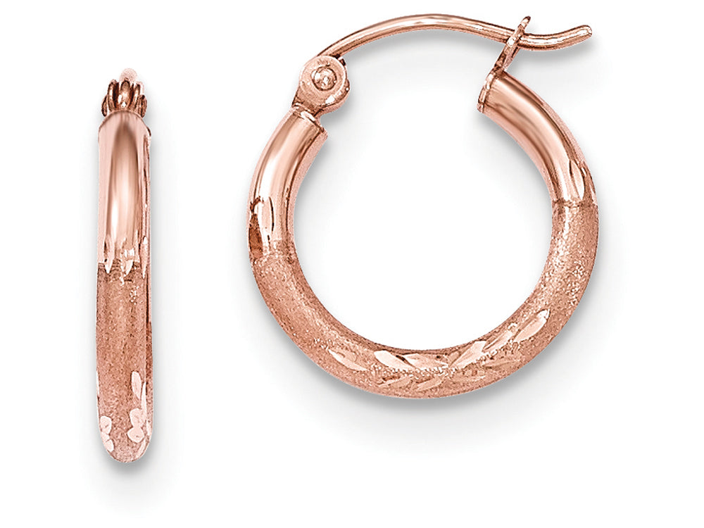 FJC Finejewelers 14k Rose Gold Light Weight Satin Bright Cut Hoop Earrings