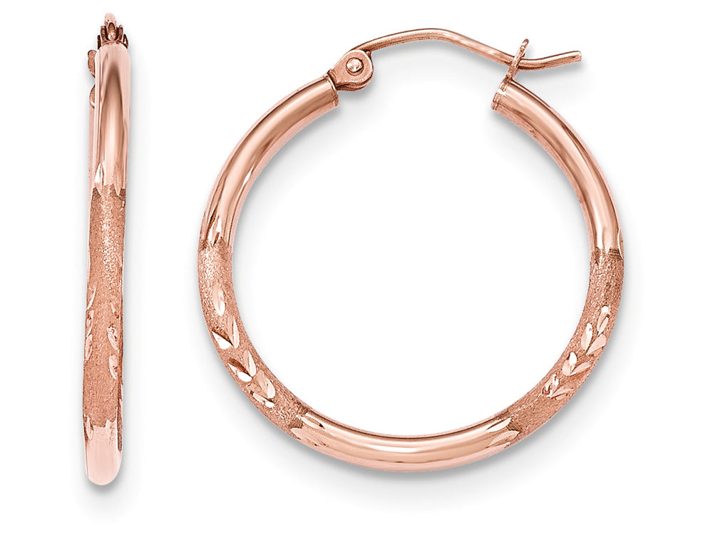 FJC Finejewelers 14k Rose Gold Light Weight Satin Bright Cut Hoop Earrings