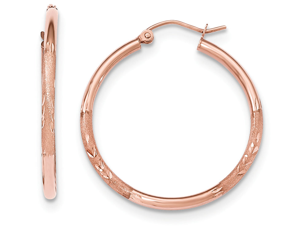 FJC Finejewelers 14k Rose Gold Light Weight Satin Bright Cut Hoop Earrings
