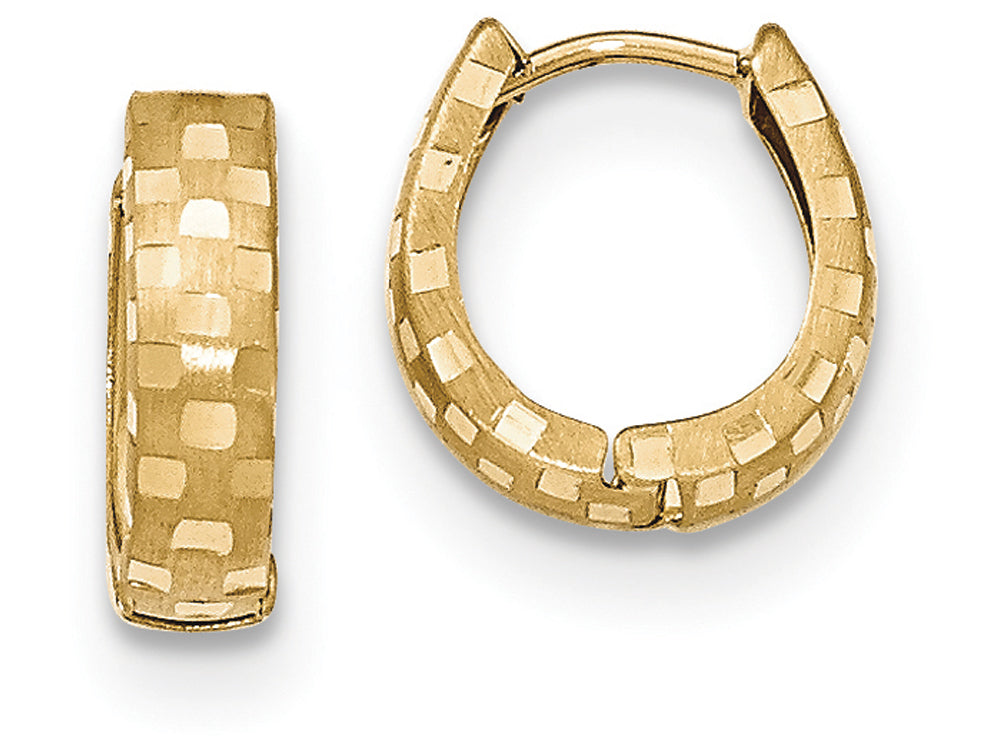 FJC Finejewelers 14k Yellow Gold Bright Cut 4mm Patterned Hinged Hoop Earrings