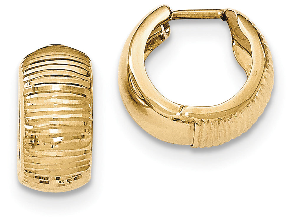 FJC Finejewelers 14k Gold Textured And Polished Hinged Hoop Earrings