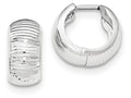 FJC Finejewelers 14k White Gold Textured And Polished Hinged Hoop Earrings