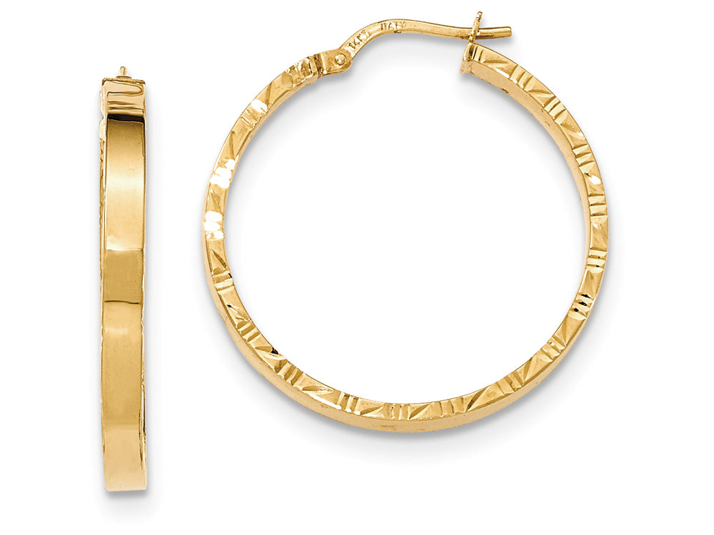 FJC Finejewelers 14k Yellow Gold Bright Cut Edge Polished Hoop Earrings 25mm x 3mm
