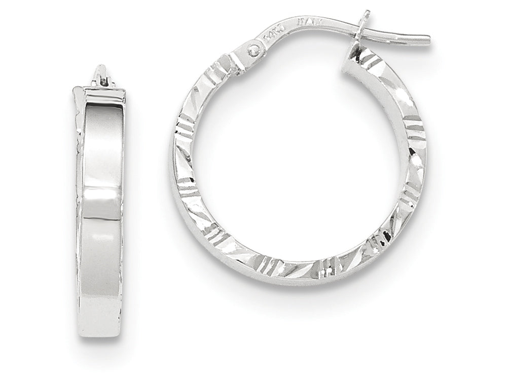 FJC Finejewelers 14k White Gold Bright Cut Edge Polished Hoop Earrings