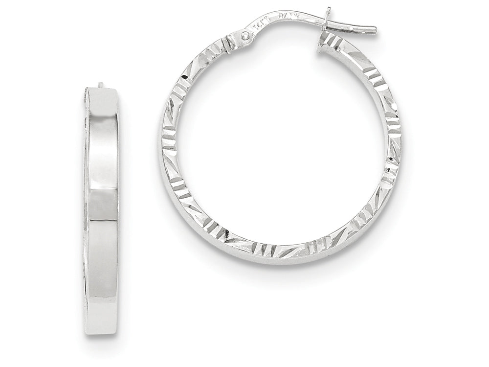 FJC Finejewelers 14k White Gold Bright Cut Edge Polished Hoop Earrings