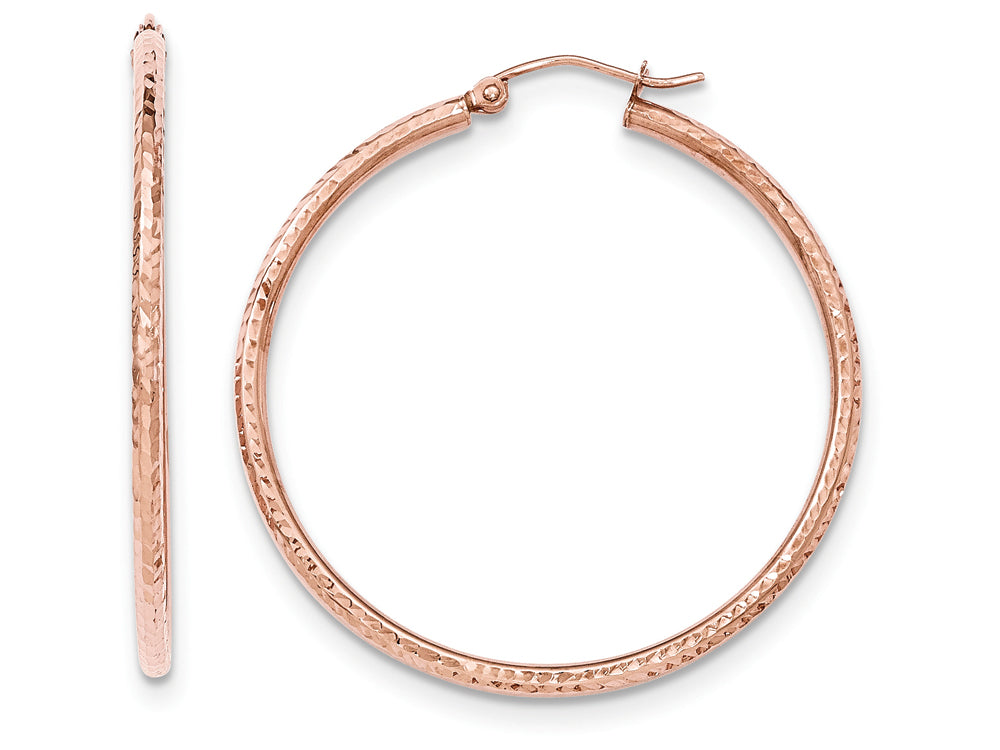 FJC Finejewelers 14k Rose Gold Polished Light Weight Large Bright Cut Tube Hoop Earrings
