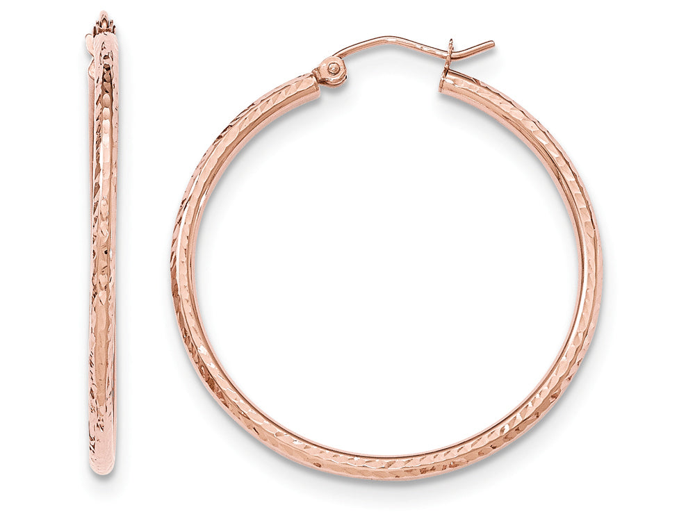 FJC Finejewelers 14k Rose Gold Polished Light Weight Large Bright Cut Tube Hoop Earrings