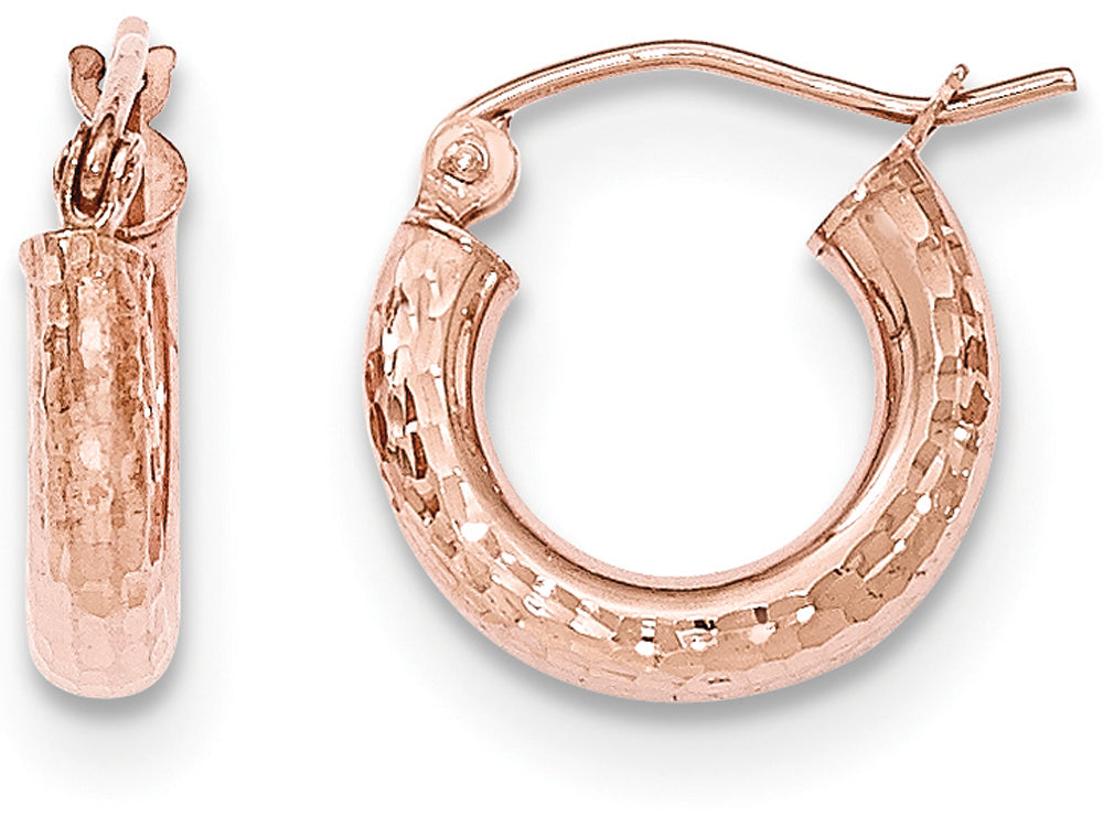 FJC Finejewelers 14k Rose Gold Polished Light Weight Small Bright Cut Tube Hoop Earrings