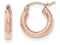 FJC Finejewelers 14k Rose Gold Polished Light Weight Small Bright Cut Tube Hoop Earrings