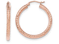 FJC Finejewelers 14k Rose Gold Bright-cut 3mm Round Hoop Earrings