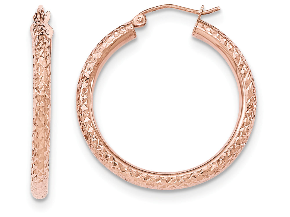 FJC Finejewelers 14k Rose Gold Bright-cut 3mm Round Hoop Earrings