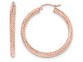 FJC Finejewelers 14k Rose Gold Bright-cut 3mm Round Hoop Earrings