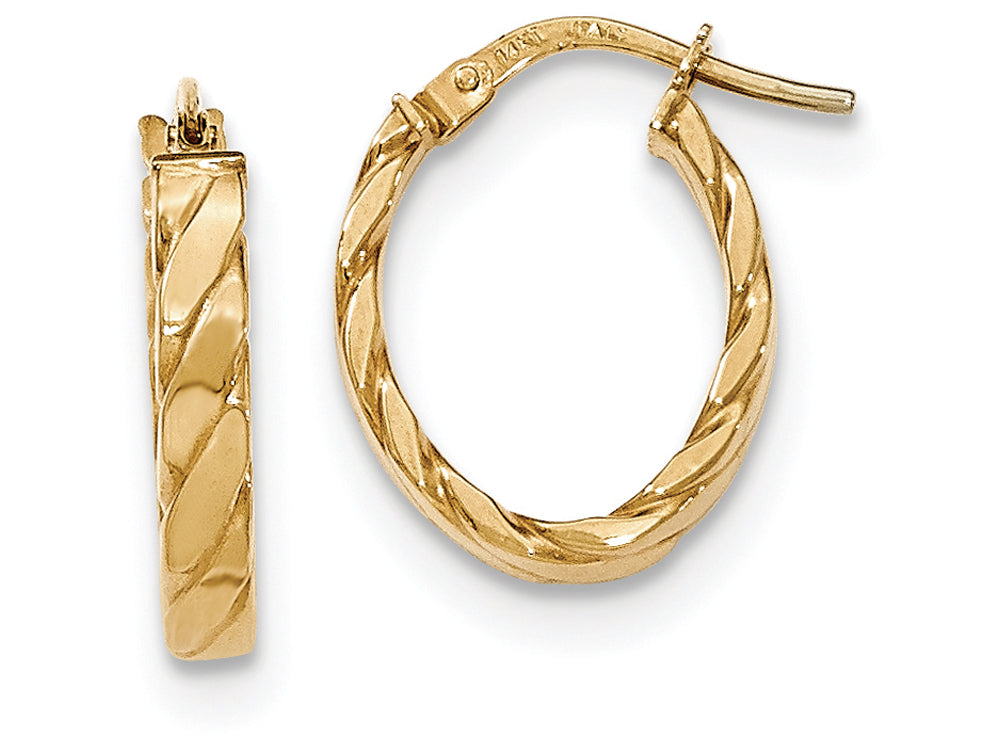 FJC Finejewelers 14k Yellow Gold Patterned Oval Hoop Earrings