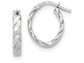 FJC Finejewelers 14k White Gold Patterned Oval Hoop Earrings