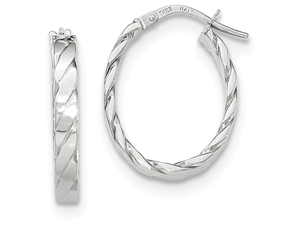 FJC Finejewelers 14k White Gold Patterned Oval Hoop Earrings