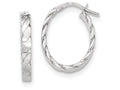 FJC Finejewelers 14k White Gold Patterned Oval Hoop Earrings