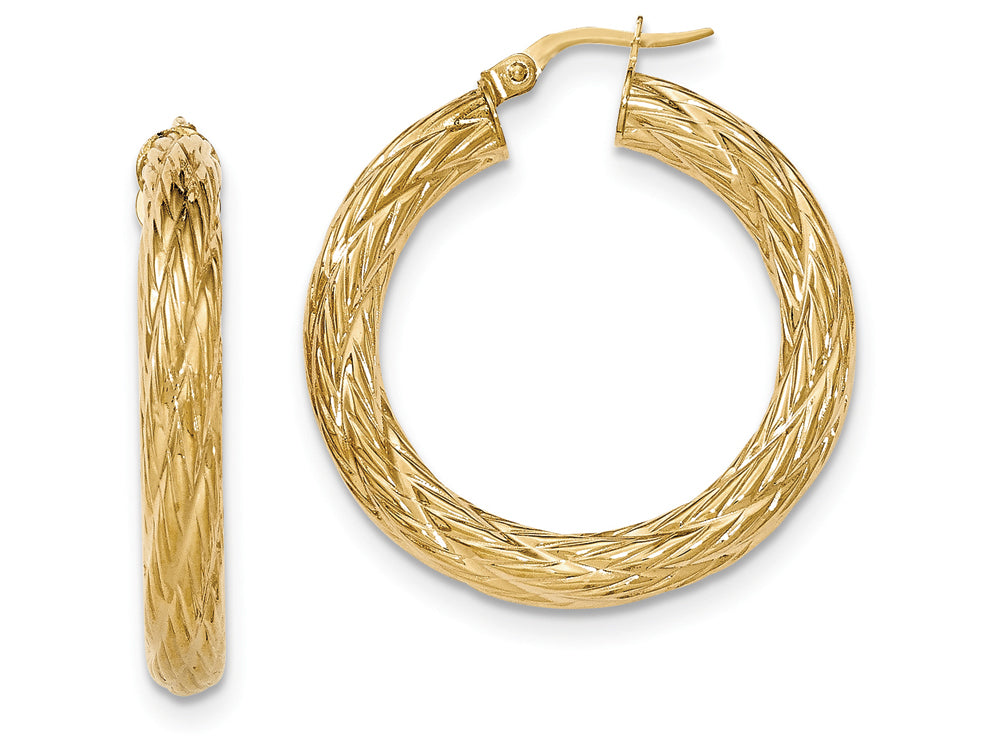 FJC Finejewelers 14k Yellow Gold Textured Tube Hoop Earrings