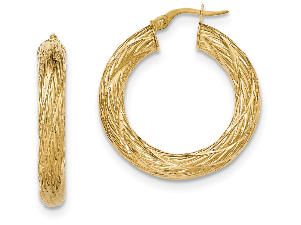 FJC Finejewelers 14k Yellow Gold Textured Tube Hoop Earrings