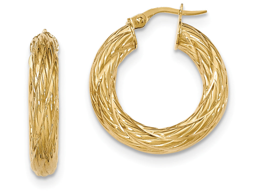 FJC Finejewelers 14k Yellow Gold Textured Tube Hoop Earrings