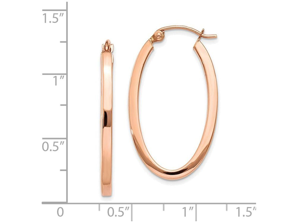 FJC Finejewelers 14k Rose Gold Polished Oval Tube Hoop Earrings