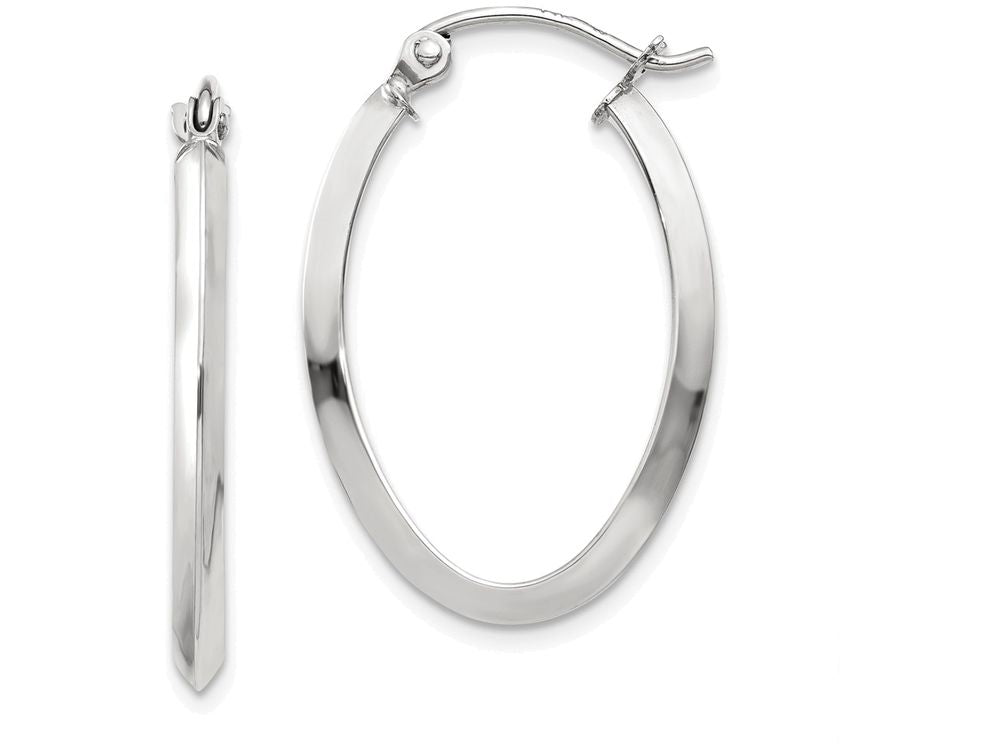 FJC Finejewelers 14k White Gold Polished Oval Tube Hoop Earrings