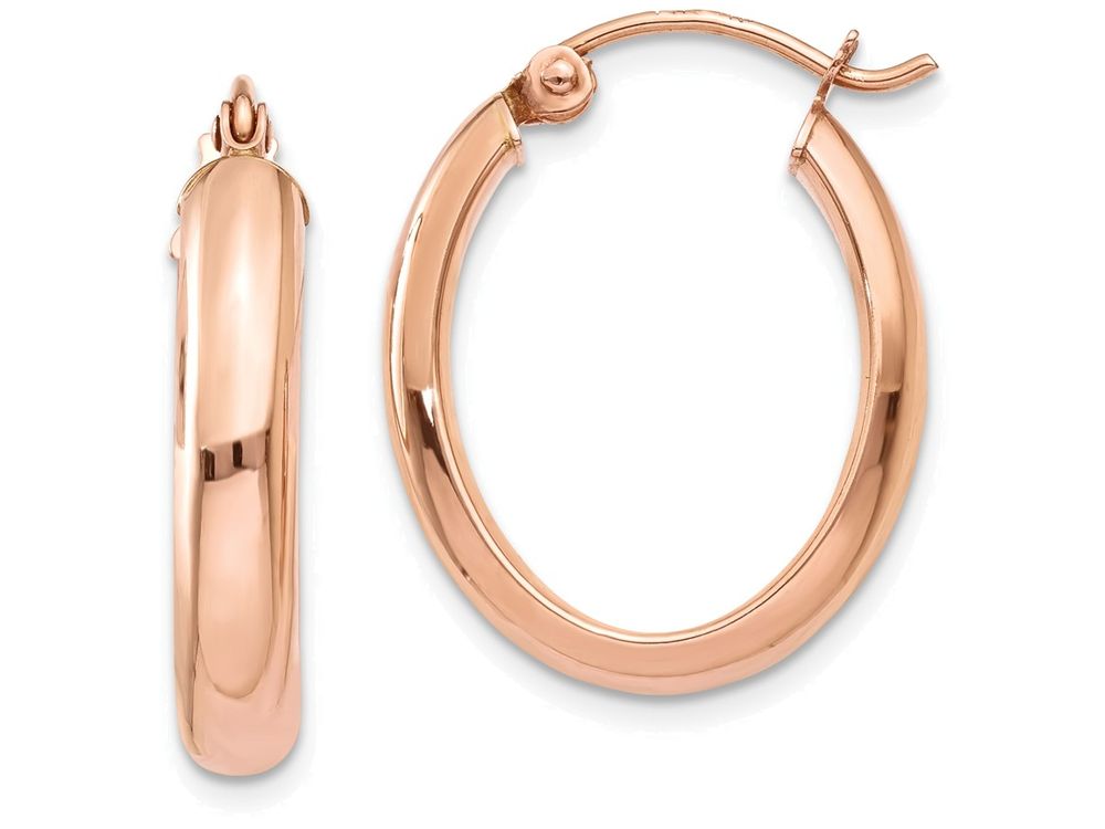 FJC Finejewelers 14k Rose Gold Polished Oval Tube Hoop Earrings