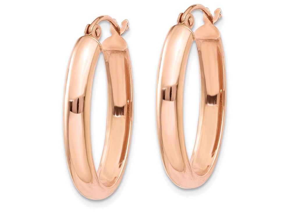 FJC Finejewelers 14k Rose Gold Polished Half-round Oval Hoop Earrings