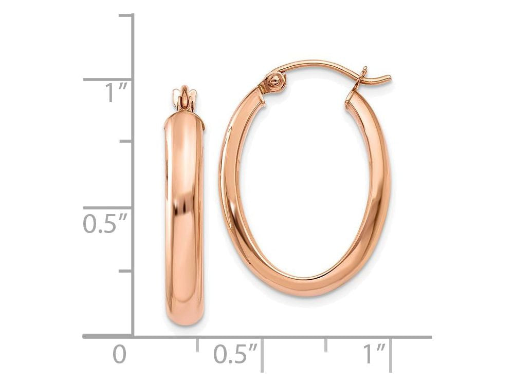 FJC Finejewelers 14k Rose Gold Polished Half-round Oval Hoop Earrings