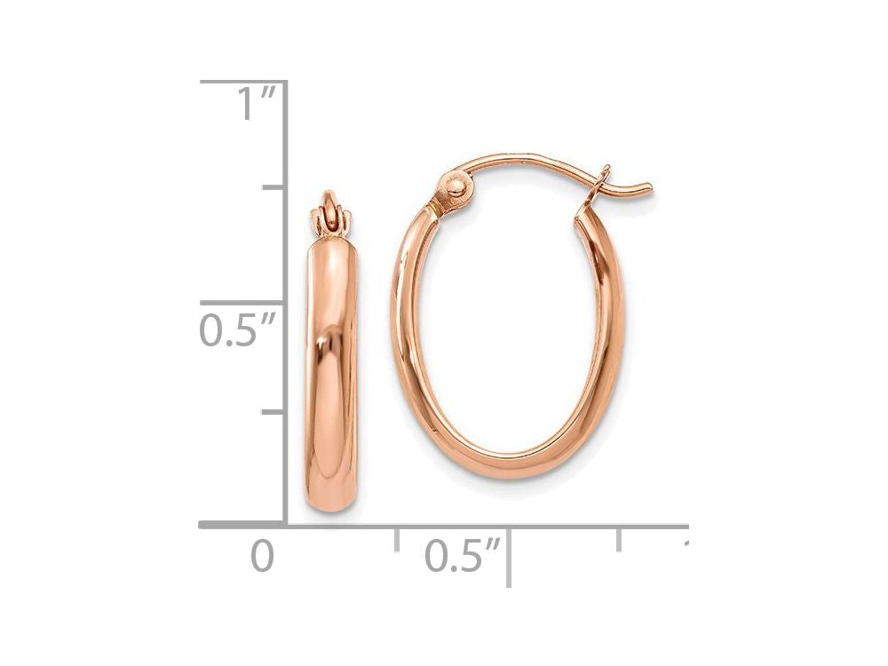 FJC Finejewelers 14k Rose Gold Polished Half-round Oval Hoop Earrings