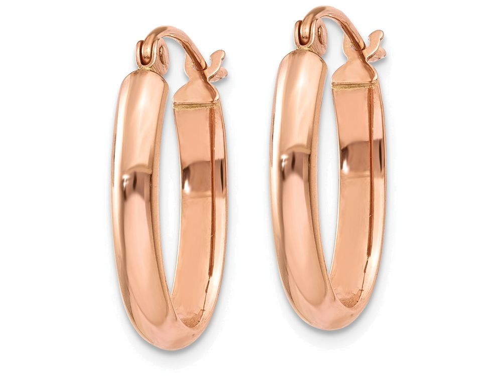 FJC Finejewelers 14k Rose Gold Polished Half-round Oval Hoop Earrings