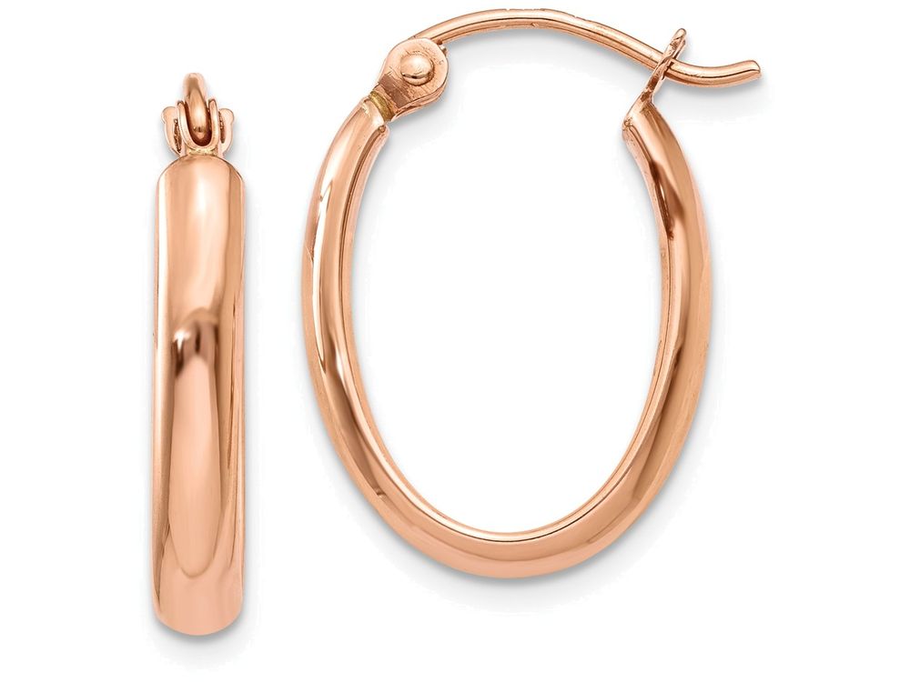 FJC Finejewelers 14k Rose Gold Polished Half-round Oval Hoop Earrings