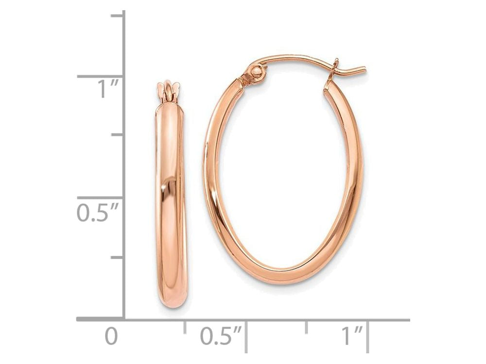 FJC Finejewelers 14k Rose Gold Polished Half-round Oval Hoop Earrings