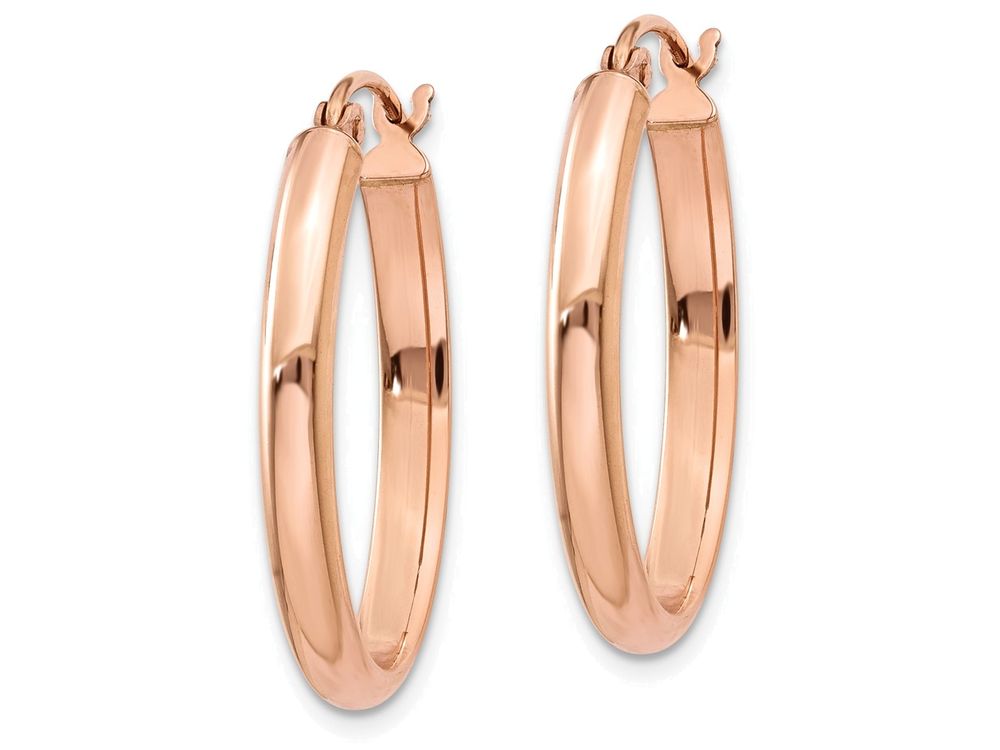 FJC Finejewelers 14k Rose Gold Polished Half-round Oval Hoop Earrings