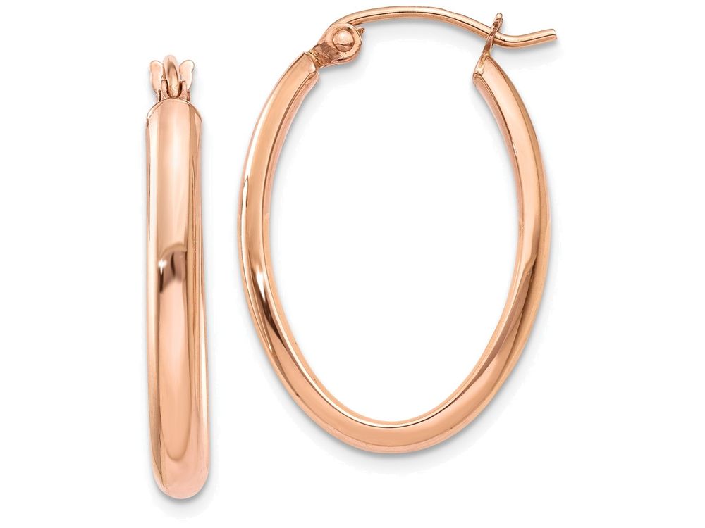FJC Finejewelers 14k Rose Gold Polished Half-round Oval Hoop Earrings