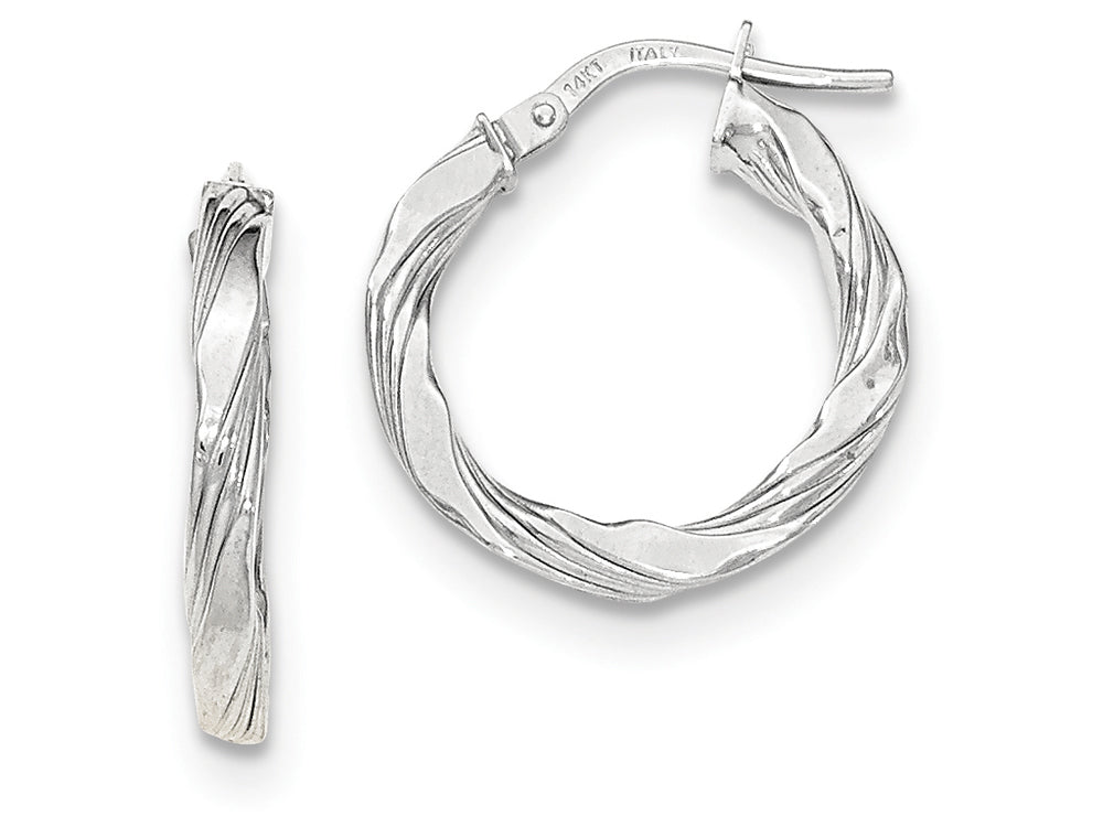FJC Finejewelers 14k White Gold Twisted Textured Hoop Earrings