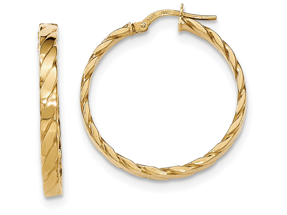 FJC Finejewelers 14k Yellow Gold Patterned Hoop Earrings